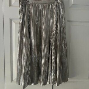 Metallic Silver Pleated Skirt